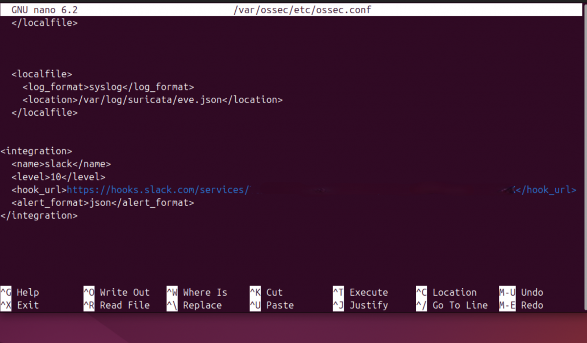 slack modifying and wazuh set up