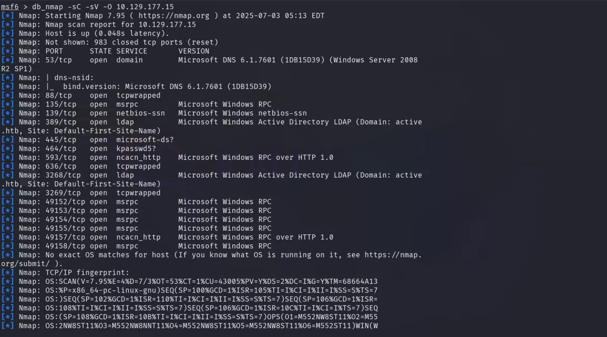 portscanning hack the box active